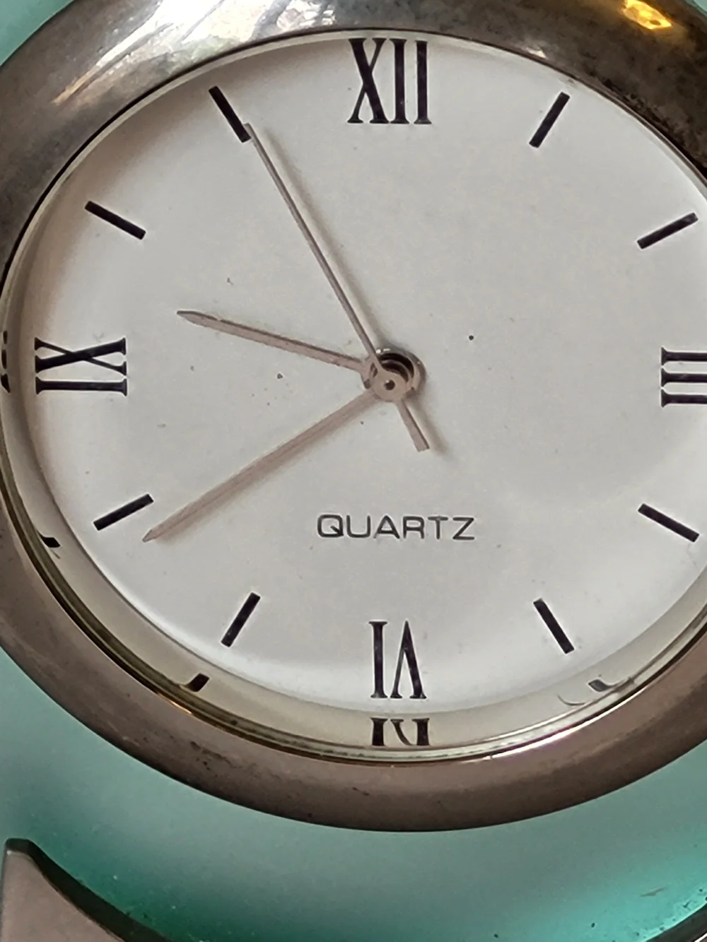 Silver Shadow Seaglass Art Deco Style  Desk Clock - Quartz